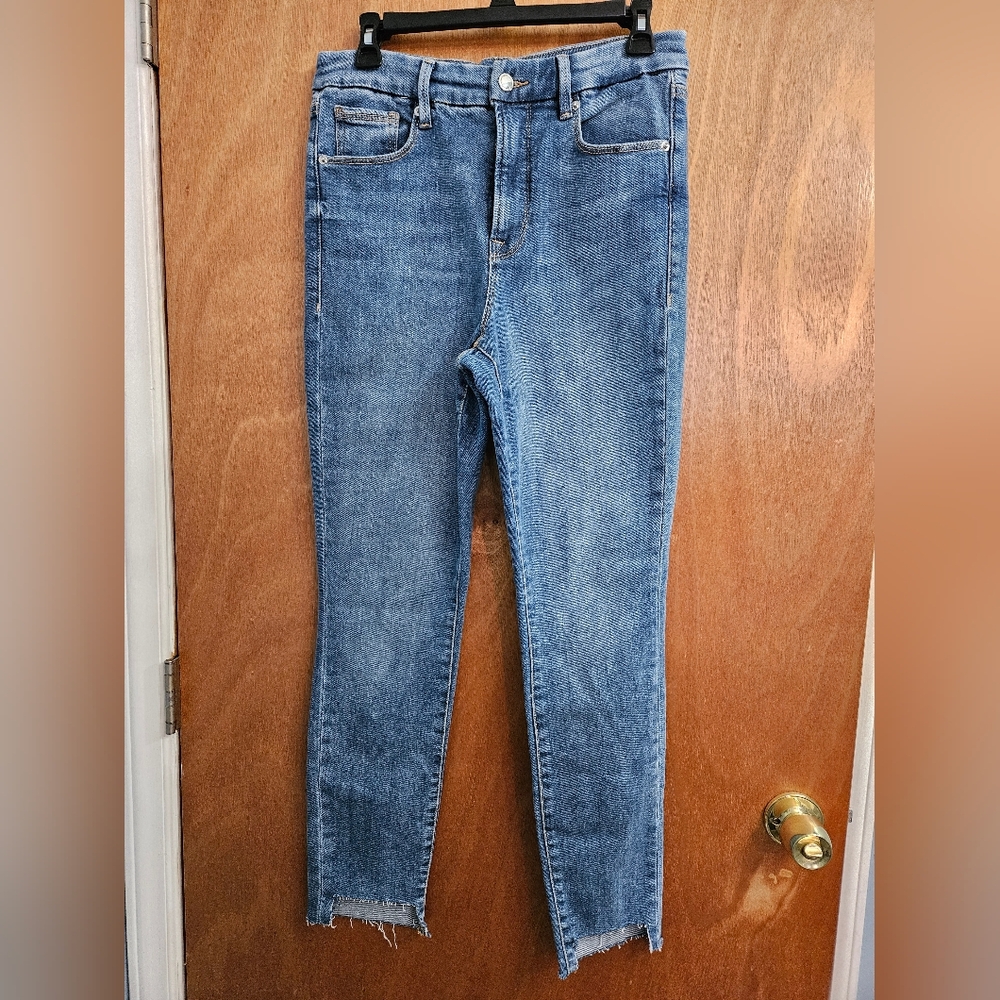 Good American High Rise Straight Leg Jeans Women Size 8/29 Denim Blue Stretch